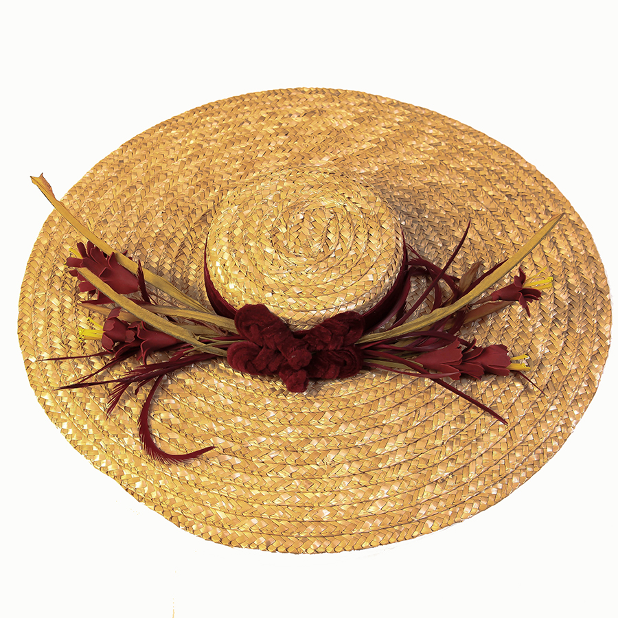 DIDI.-canotier-de-paja-natural,-decoraco-con-flores-rojo-burdeos-y-lazo-burdeos